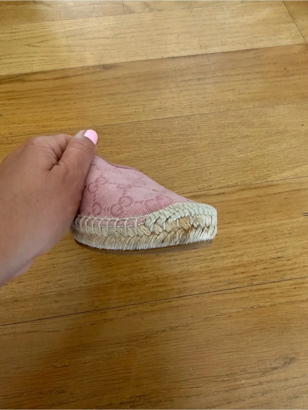 Gucci Pink GG Canvas Espadrille Flats